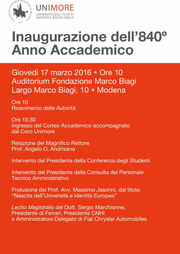 INAUGURAZIONE 840° ANNO ACCADEMICO UNIMORE