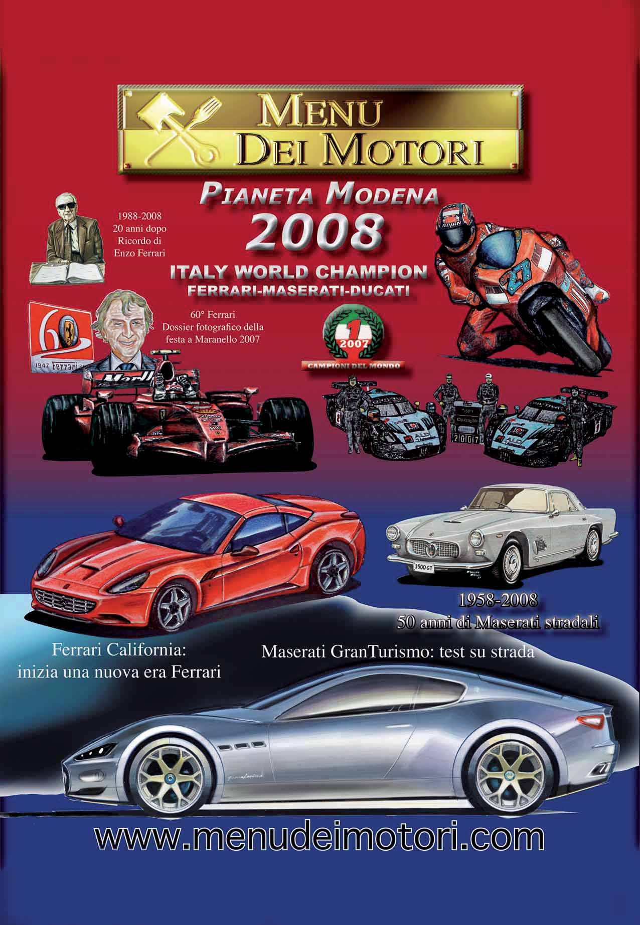 Photo of Menu dei Motori 2008, dedicato alle vittorie Mondiali di Ferrari, Maserati e Ducati!
